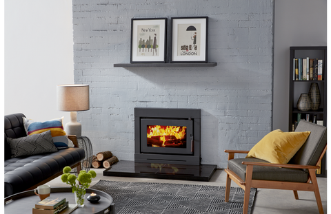 Maxiheat Nomad Insert - Ironbark with Recommended Hearths and Flue Kits