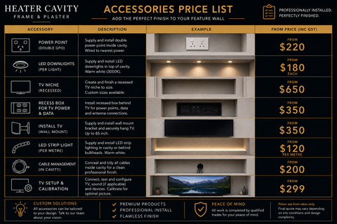 Heater Cavity Frame & Plaster and Accessories