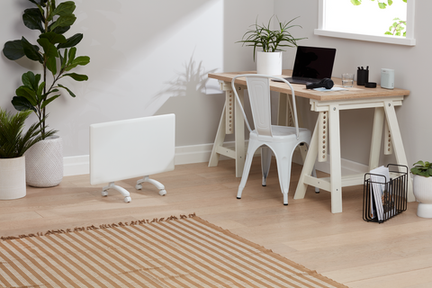 NOBO Slimline Panel Heater w/Wi-Fi & Castors - White finish - 1kW